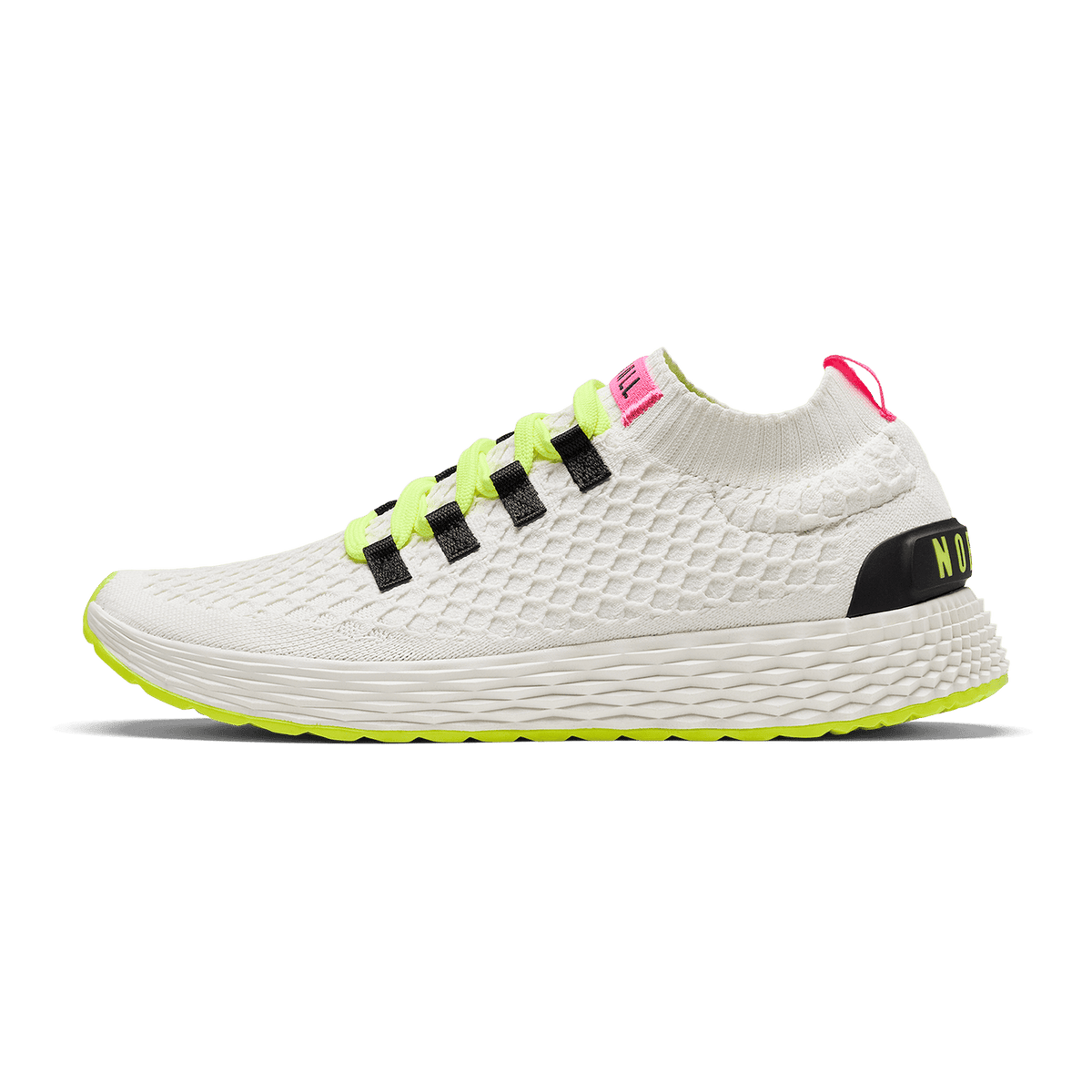 NOBULL Men's Classic White Yellow Alert Allday Knit Shoes