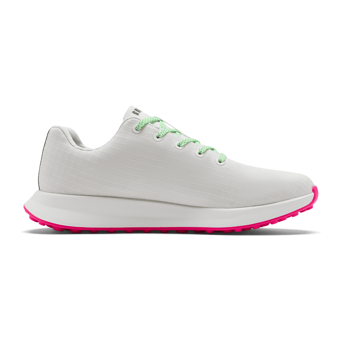 NOBULL Men's Classic White Pink Glo Ripstop Golf Shoes