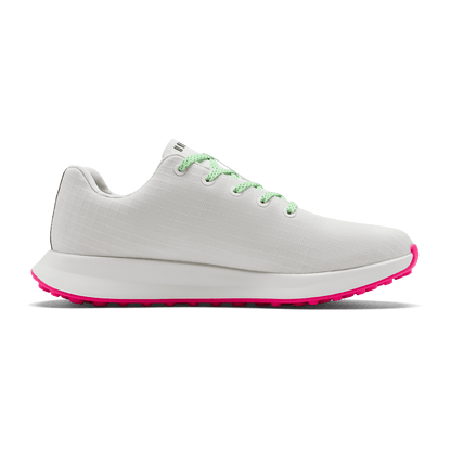 NOBULL Men's Classic White Pink Glo Ripstop Golf Shoes