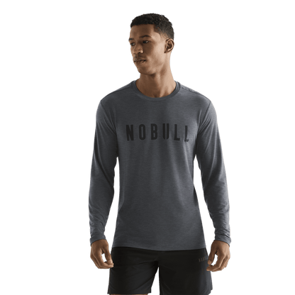 NOBULL Men's Charcoal Heather NOBULL Long Sleeve Tee