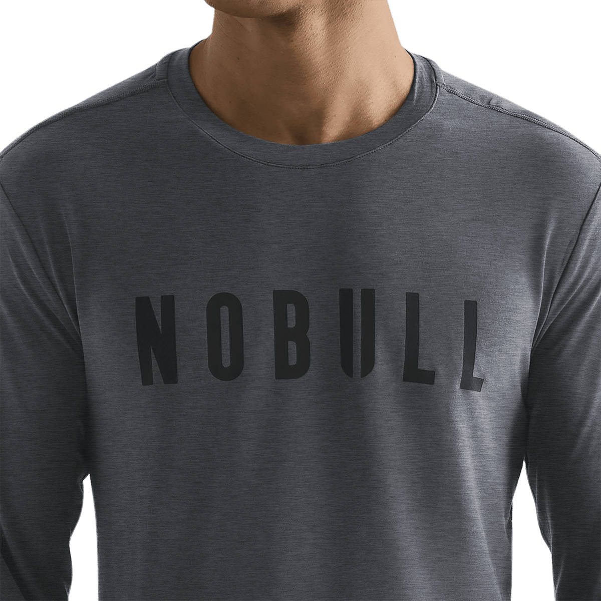 NOBULL Men's Charcoal Heather NOBULL Long Sleeve Tee