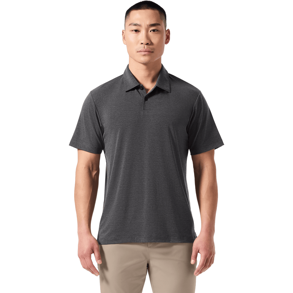 NOBULL Men's Charcoal Heather Adapt Polo  X Public Rec