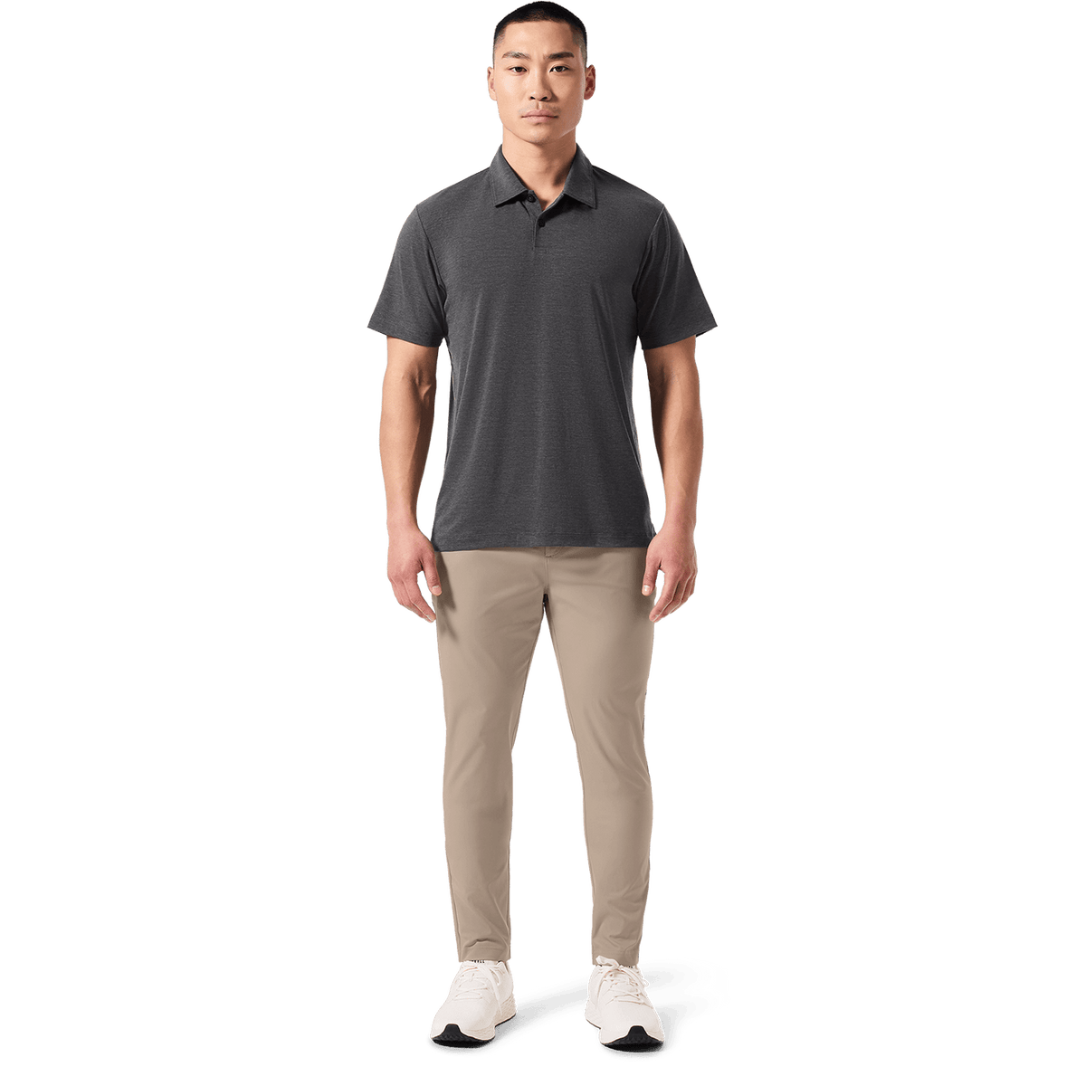 NOBULL Men's Charcoal Heather Adapt Polo  X Public Rec