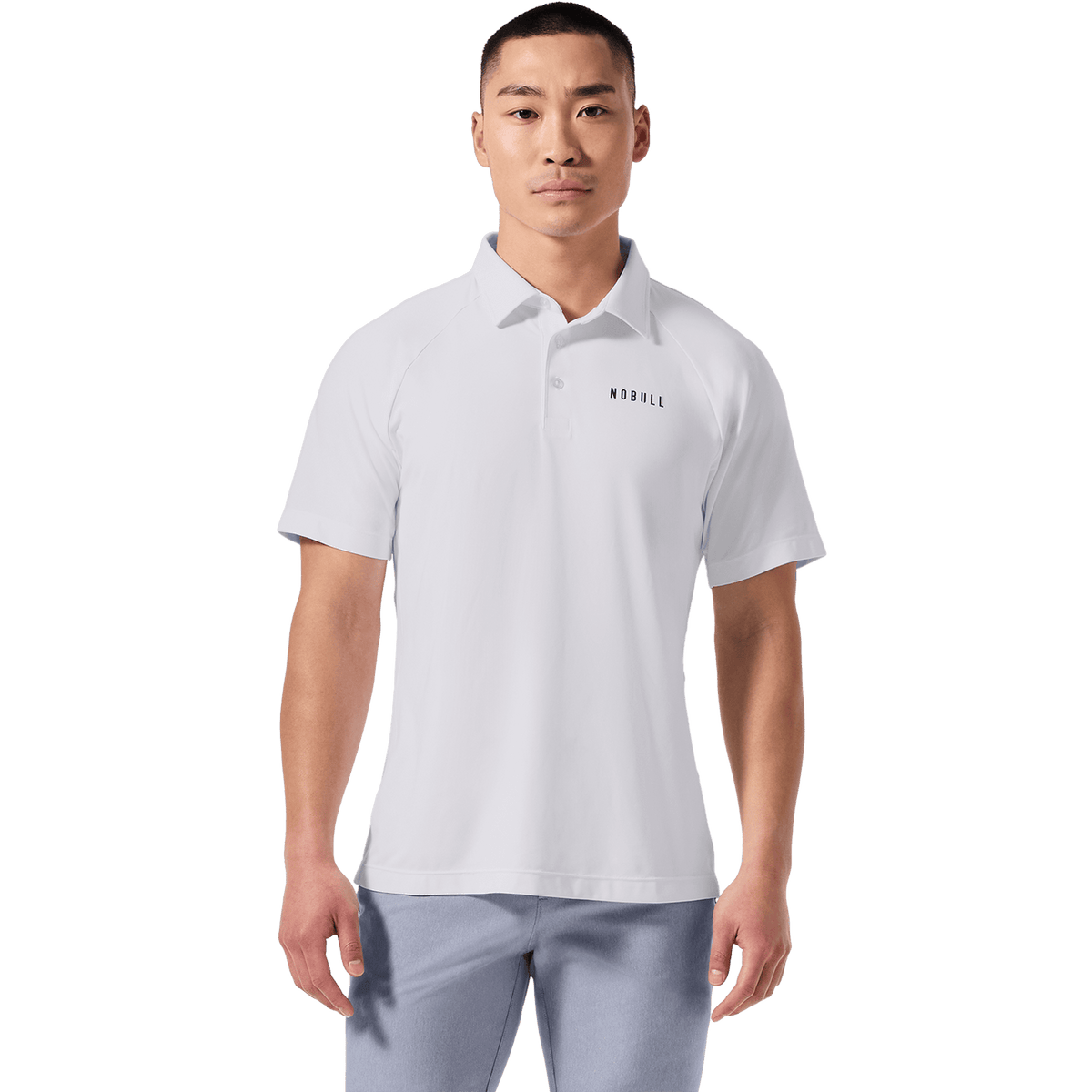 NOBULL Men's White All Fore It Polo  X Public Rec