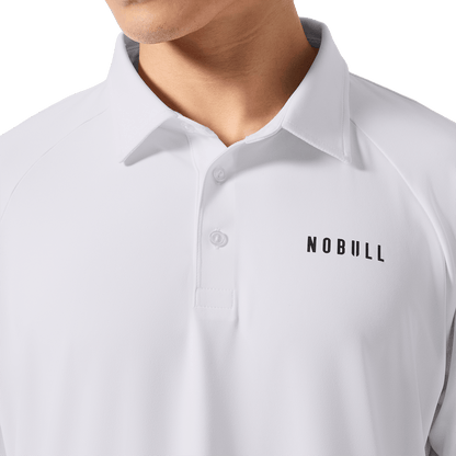 NOBULL Men's White All Fore It Polo  X Public Rec