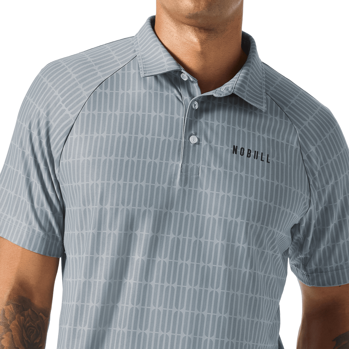 NOBULL Men's Stone U Repeat All Fore It Polo  X Public Rec