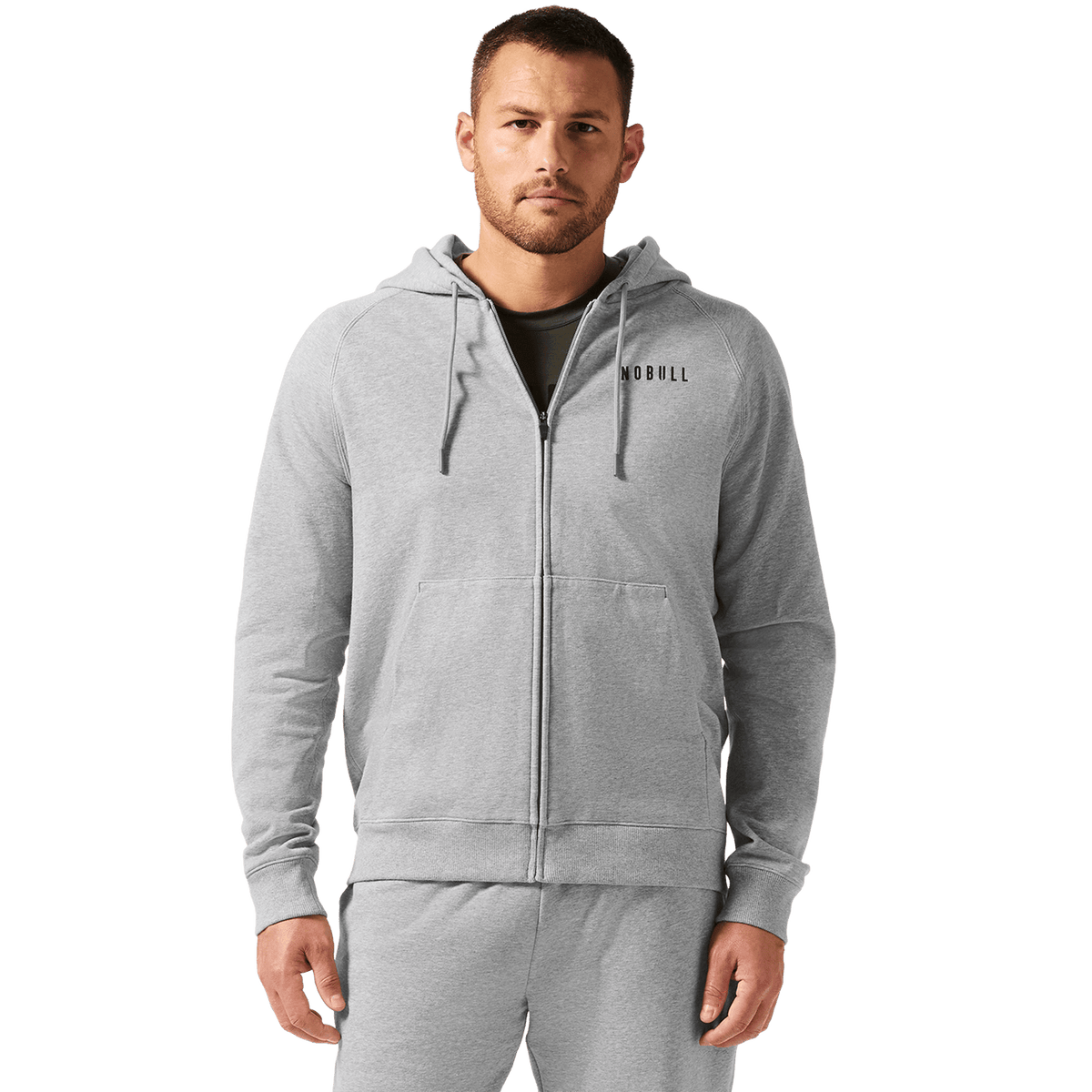 NOBULL Men's Grey Heather NOBULL Full Zip Hoodie