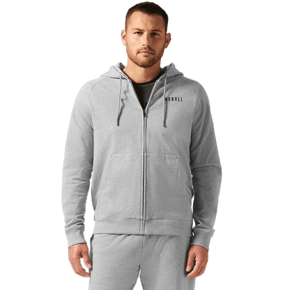 NOBULL Men's Grey Heather NOBULL Full Zip Hoodie
