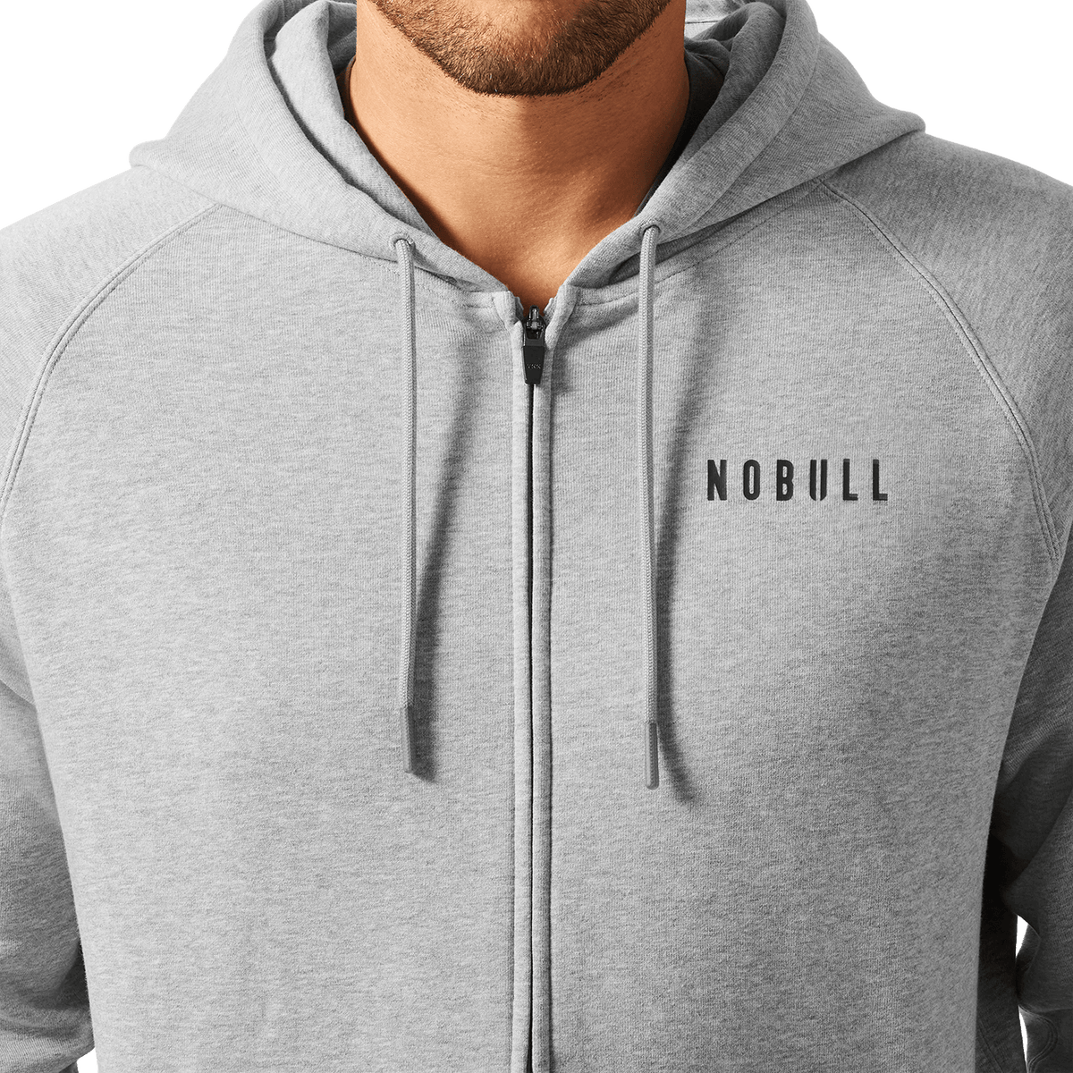 NOBULL Men's Grey Heather NOBULL Full Zip Hoodie
