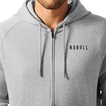 NOBULL Men's Grey Heather NOBULL Full Zip Hoodie