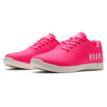 NOBULL Women's Neon Pink Classic White Outwork Shoes