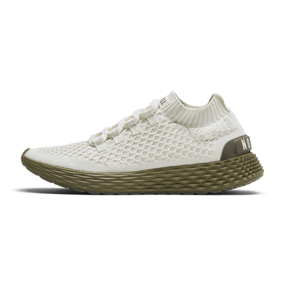 NOBULL Women's Mineral White Olive Allday Knit Shoes
