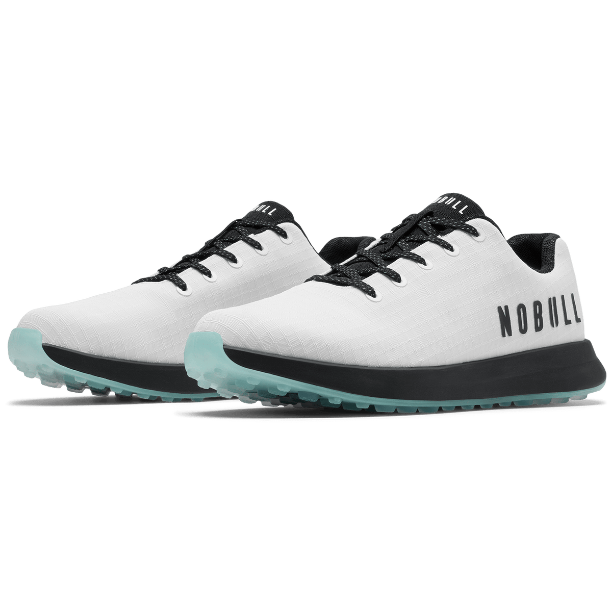NOBULL Women's Classic White Turquoise Ripstop Golf Shoes
