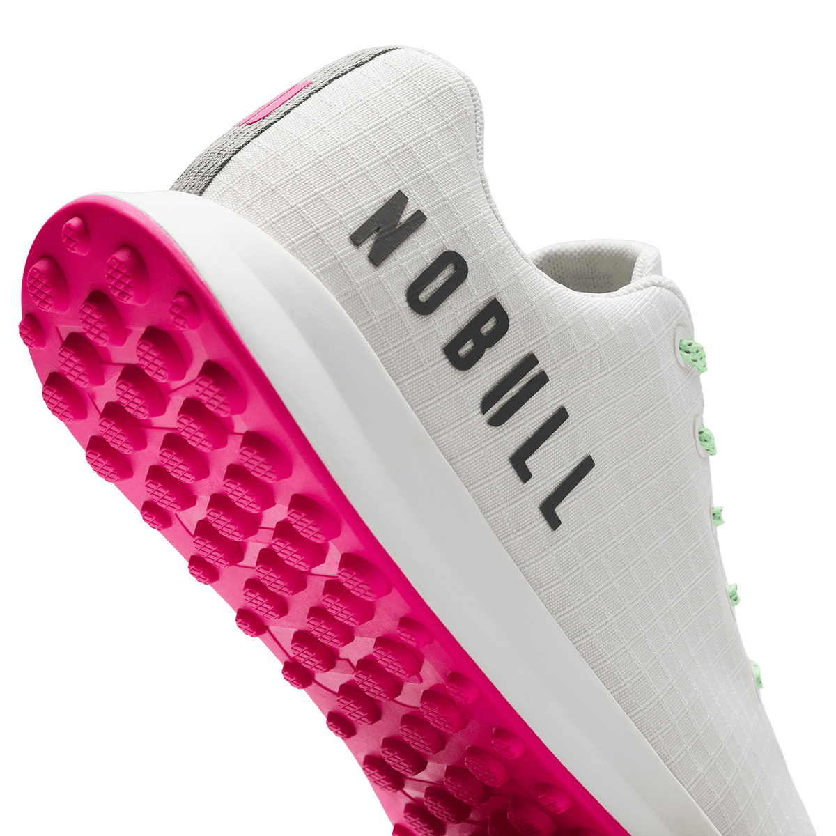NOBULL Women's Classic White Pink Glo Ripstop Golf Shoes