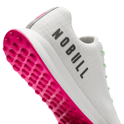 NOBULL Women's Classic White Pink Glo Ripstop Golf Shoes