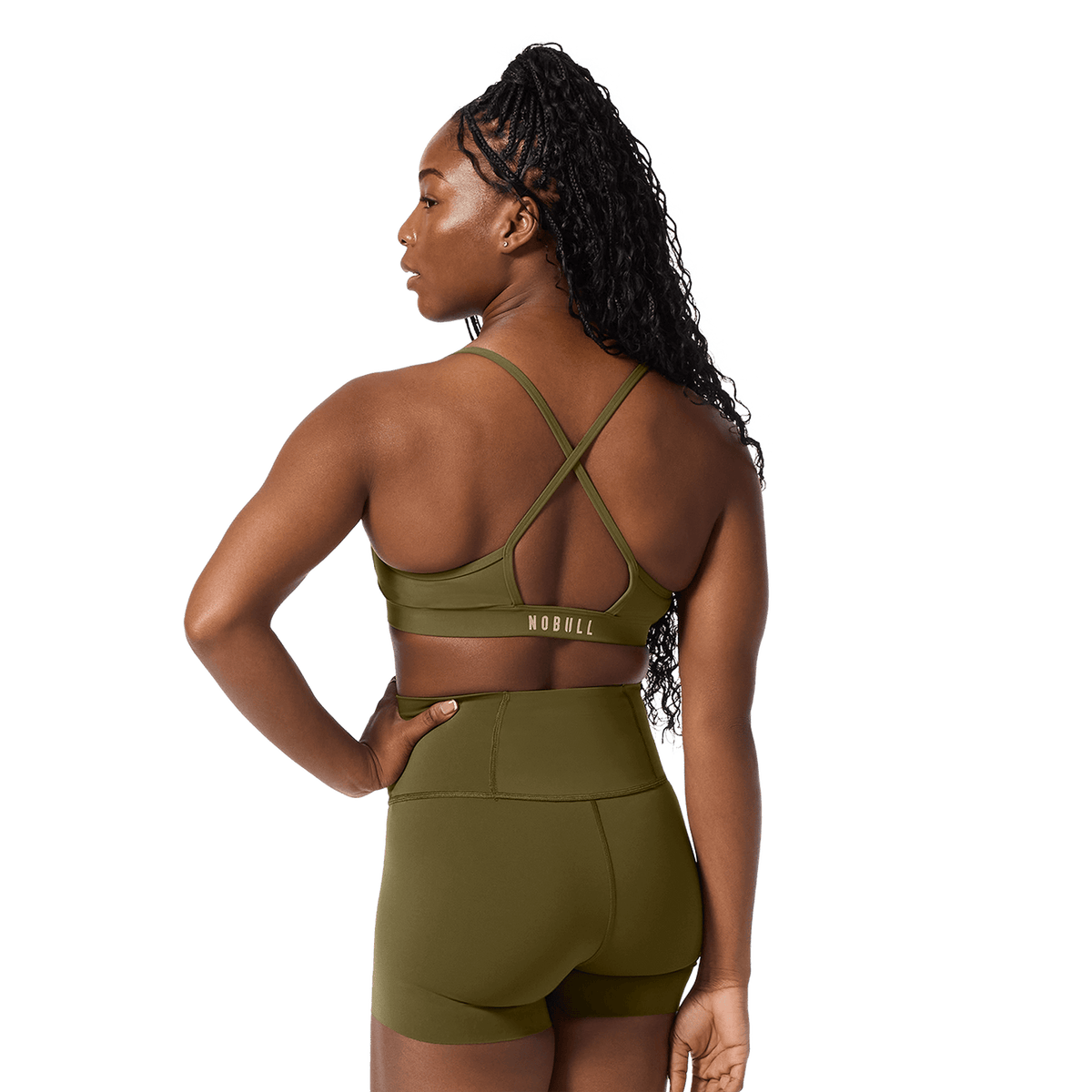 NOBULL Tactical Green Drive Thin Strap Sports Bra