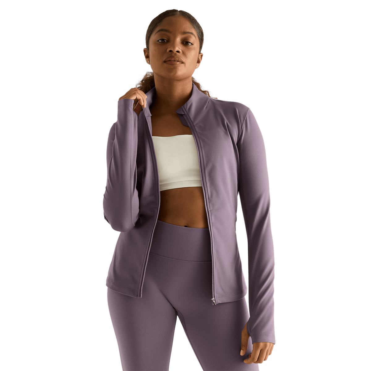 NOBULL Women's Black Plum Matte Zip-Up Jacket