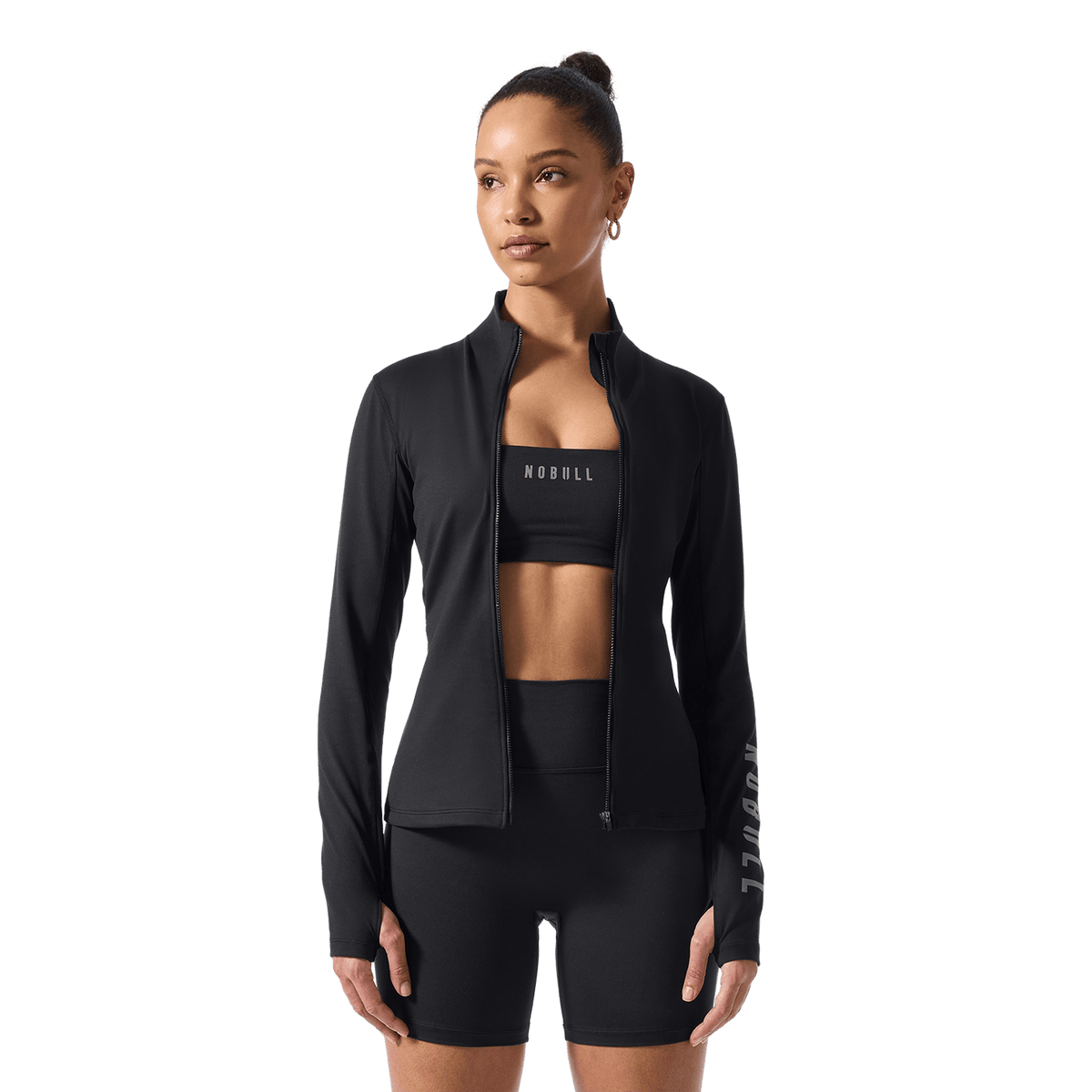 NOBULL Women's Black NOBULL Matte Zip-Up Jacket