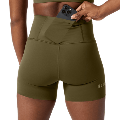 NOBULL Women's Tactical Green High-Rise Drive Short 4"