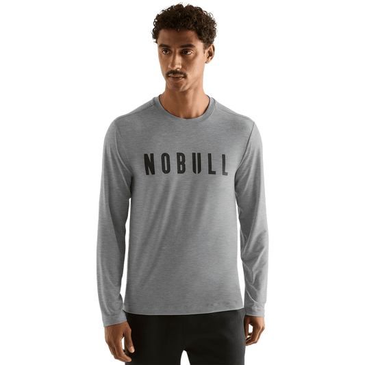 NOBULL Men's Heather Grey NOBULL Long Sleeve Tee