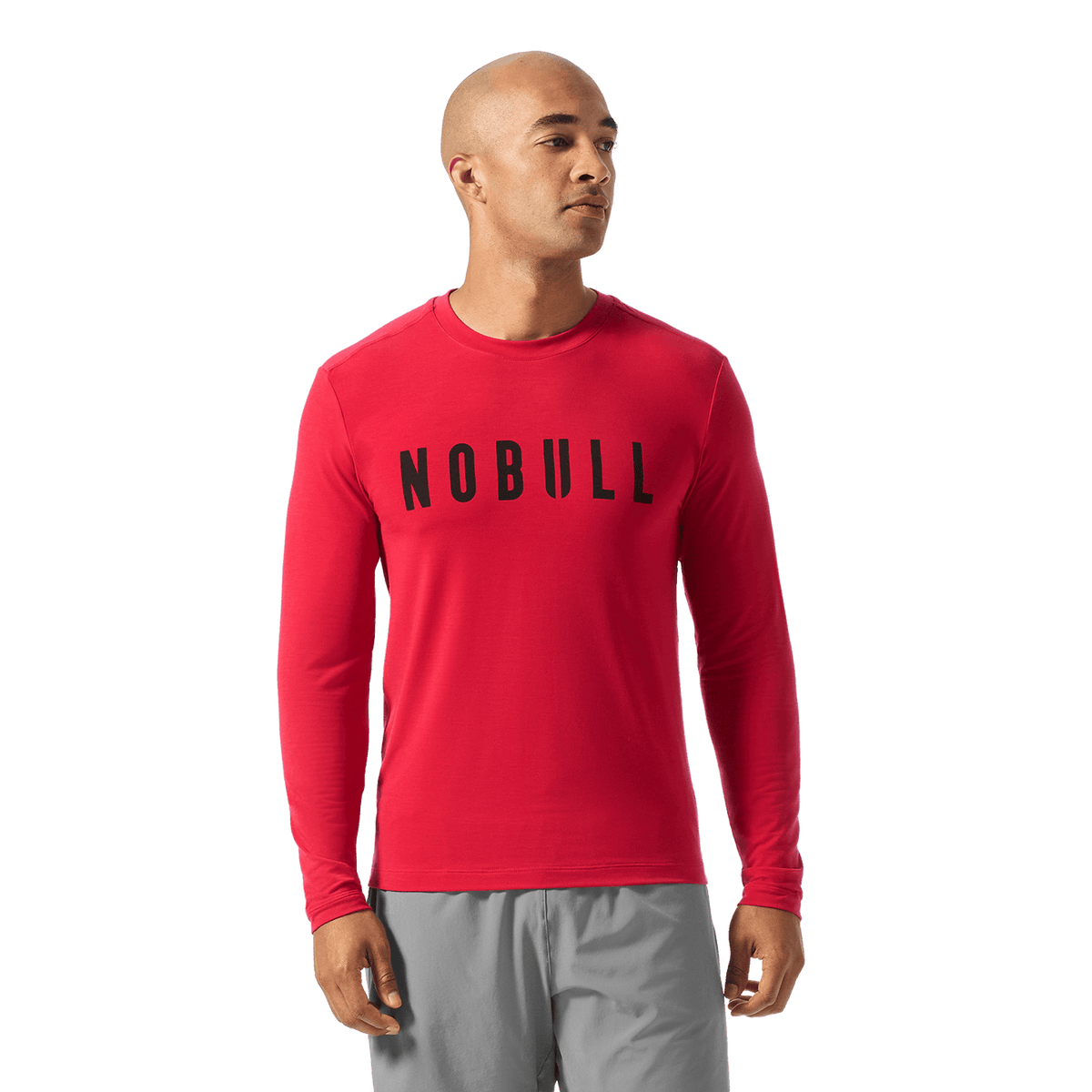 NOBULL Men's Equestrian Red NOBULL Long Sleeve Tee