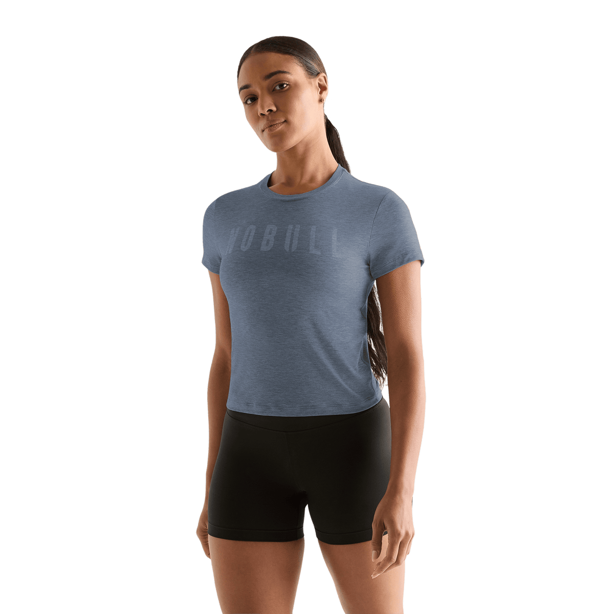 NOBULL Women's Dusty Blue Heather NOBULL Fitted Tee