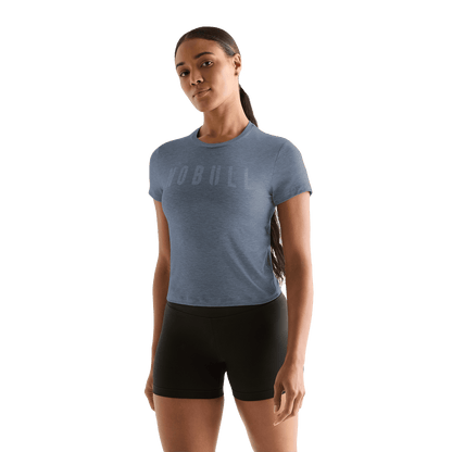 NOBULL Women's Dusty Blue Heather NOBULL Fitted Tee