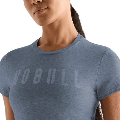 NOBULL Women's Dusty Blue Heather NOBULL Fitted Tee